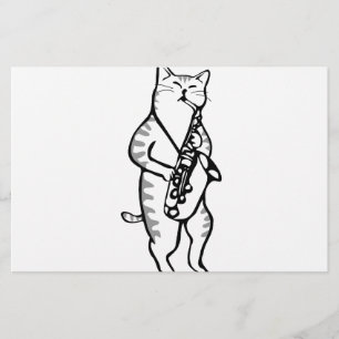 Saxophone Instrument Music Jazz Cat Post-it Notes Brevpapper