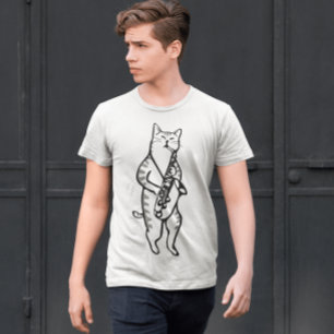 Saxophone jazz Cat, manar och livmoder T-shirts