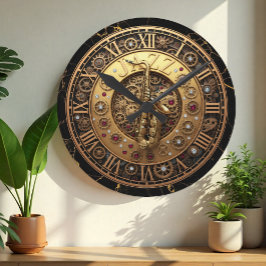 Saxophone, Jazz Clock, Marble Steampunk Industrial Rund Klocka