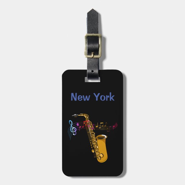 Saxophone Jazz i New York Bagagebricka (Vertikal Framsida)
