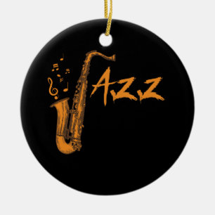 Saxophone Jazz Music Instrument Julgransprydnad Keramik