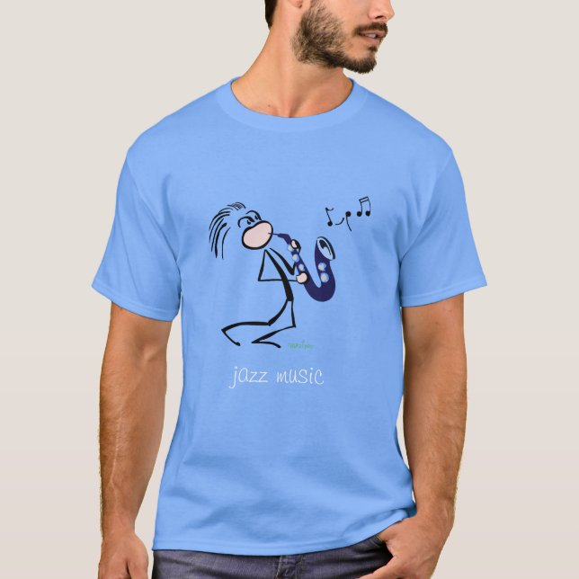 Saxophone Jazz Music T Shirt (Framsida)