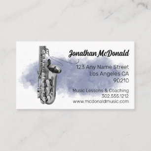 Saxophone Jazz Musician Music Teacher Blues Band Visitkort