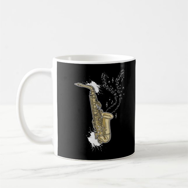 Saxophone Jazz Musician Musik noter Kaffemugg (Vänster)