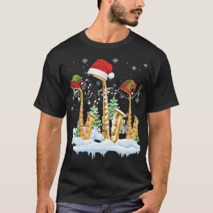 Saxophone Jazz Santa Hat Julgran Musician S T Shirt