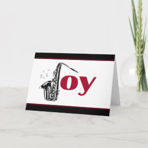 Saxophone Joy Black Red Helgkort