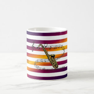 Saxophone ~ kommer att resa ~ Musical Rand ~ Kaffemugg