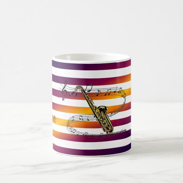 Saxophone ~ kommer att resa ~ Musical Rand ~ Kaffemugg (Center)