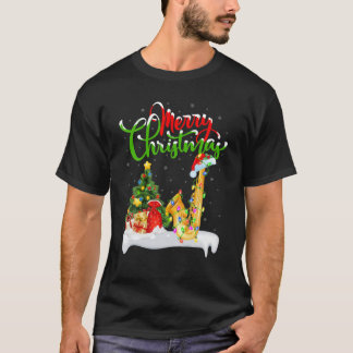Saxophone Lover Xmas Lighting Santa Saxophone Chri T Shirt