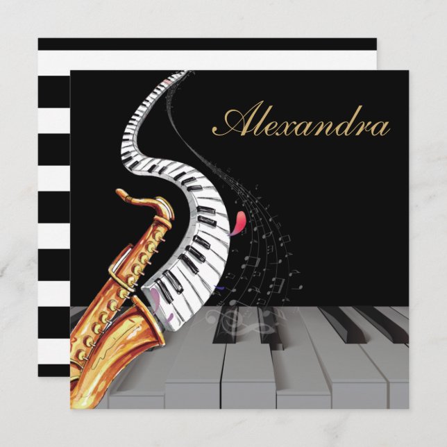 Saxophone Luxury Personlig Piano Music (Fram/baksida)