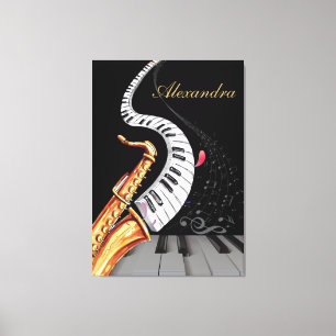 Saxophone Luxury Personlig Piano Music Note Canvastryck