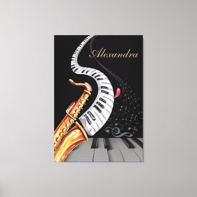 Saxophone Luxury Personlig Piano Music Note Canvastryck (Framsida)