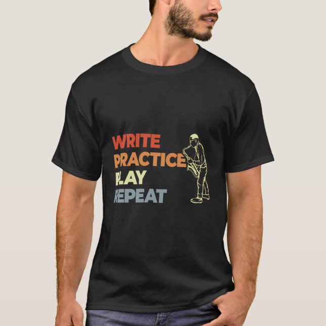 Saxophone Motivation-Vintagen Titta T Shirt (Framsida)