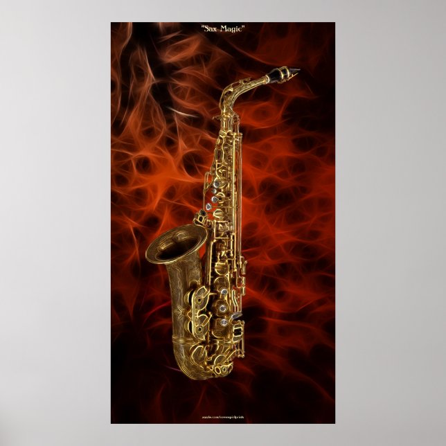 SAXOPHONE Music Älskare Fractal Art Poster (Framsidan)