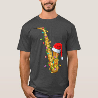 Saxophone Music Älskare Julafton Santa Hat Saxopho T Shirt