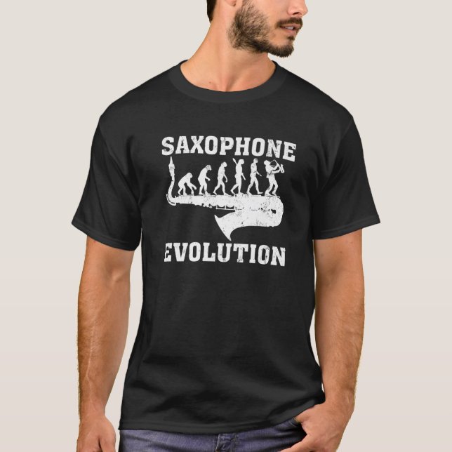 Saxophone Music Älskare Saxophone Evolution T Shirt (Framsida)