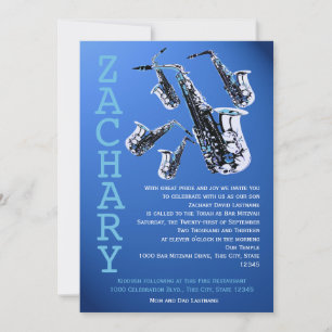 Saxophone Music Blue Pub Mitzvah Inbjudningar