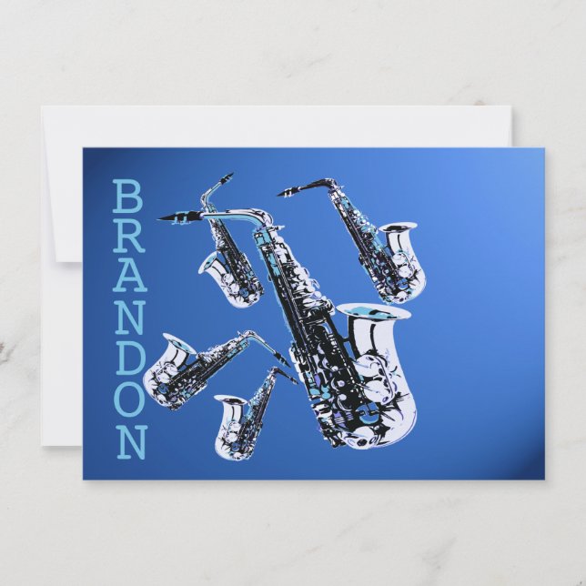 Saxophone Music Blue Tack Flat Card Anteckningskort (Framsida)