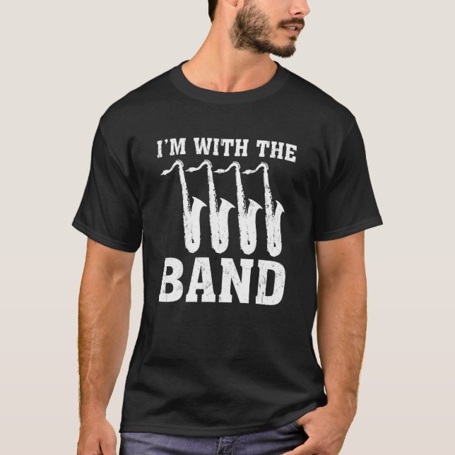 Saxophone Music IM med band T Shirt (Framsida)