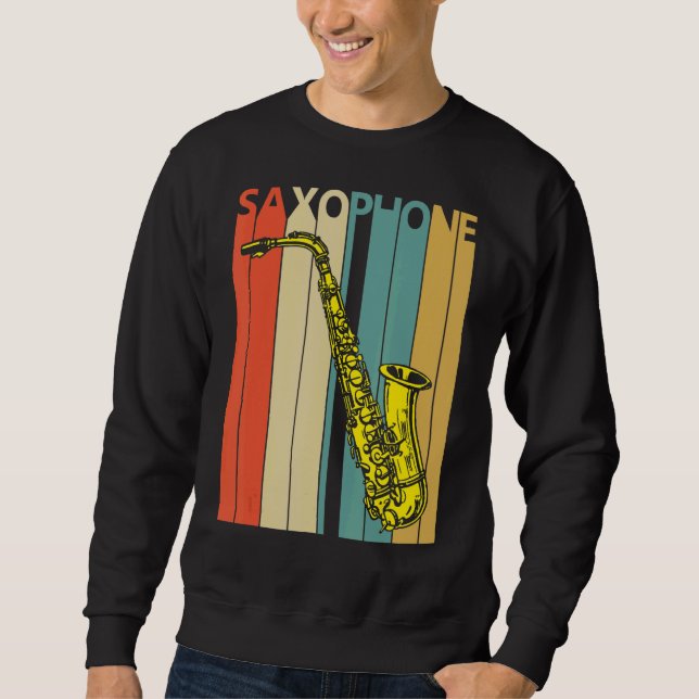 Saxophone Music Instrument Lång Ärmad Tröja (Framsida)