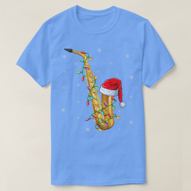 Saxophone Music Julafton Lighting Santa Hat Saxoph T Shirt (Design framsida)