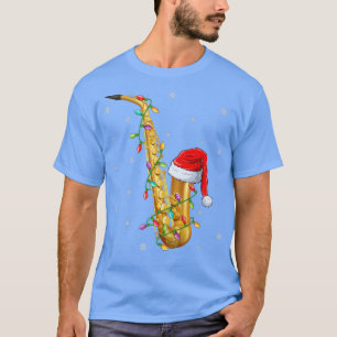 Saxophone Music Julafton Lighting Santa Hat Saxoph T Shirt