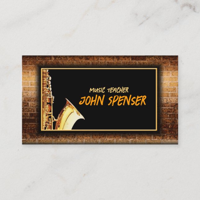 Saxophone Music-Klubb Card Visitkort (Framsida)