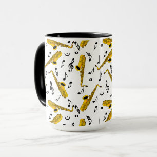 Saxophone Music Note Mönster Mugg