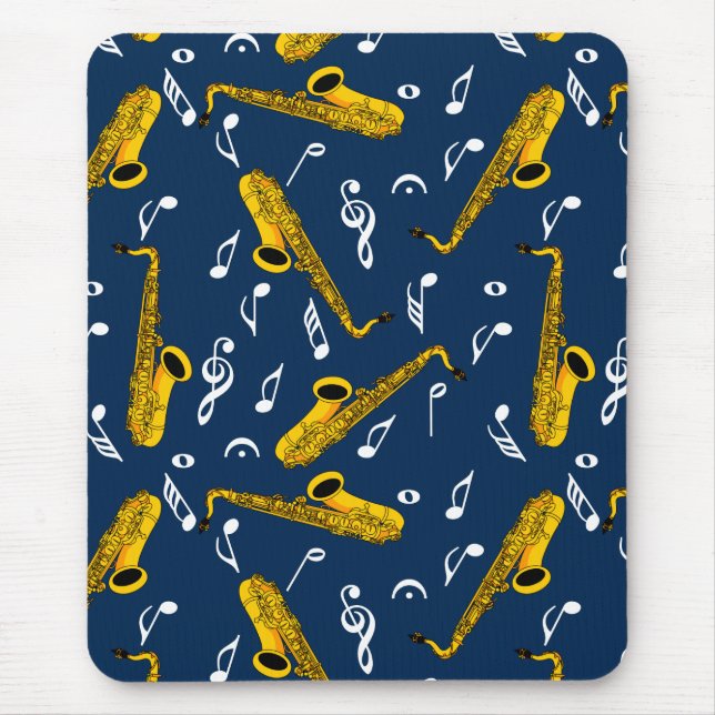 Saxophone Music Note Mönster Musmatta (Framsidan)