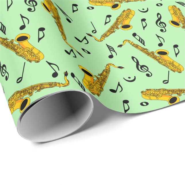 Saxophone Music Note Mönster Presentpapper (Rullad Hörn)