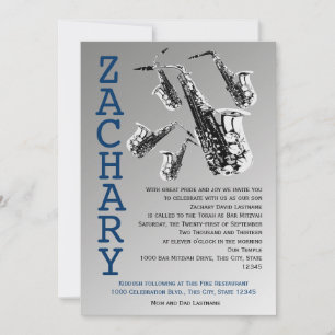 Saxophone Music Pub Mitzvah Inbjudningar