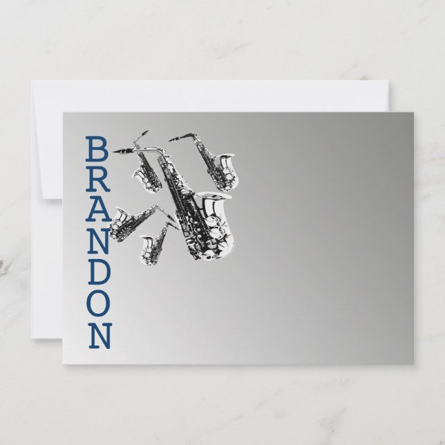 Saxophone Music Tack - platta kort (Framsida)