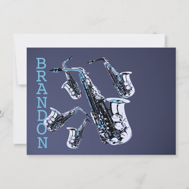 Saxophone Music Tack - platta kort (Framsida)