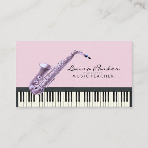 Saxophone Music Teacher Piano Tangentbord Musician Visitkort