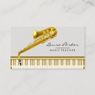 Saxophone Music Teacher Piano Tangentbord Musician Visitkort