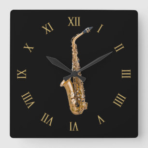 Saxophone Music-Theckes Musician's Gift Fyrkantig Klocka