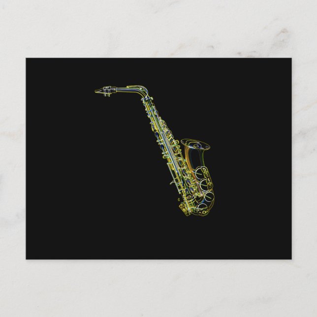 Saxophone Musical Instrument Saxophonist Graphic Helg Vykort (Framsida)