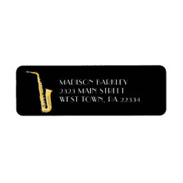 Saxophone Musician Band Teacher Label Returadress Etikett