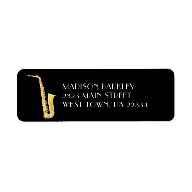 Saxophone Musician Band Teacher Label Returadress Etikett (Framsidan)