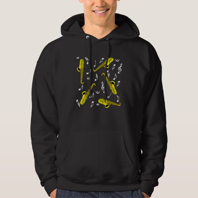 Saxophone Musik noter Hoodie (Framsida)