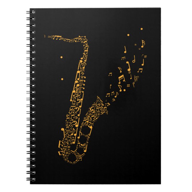Saxophone Musik noter Instrument saxophonist Anteckningsbok (Framsidan)