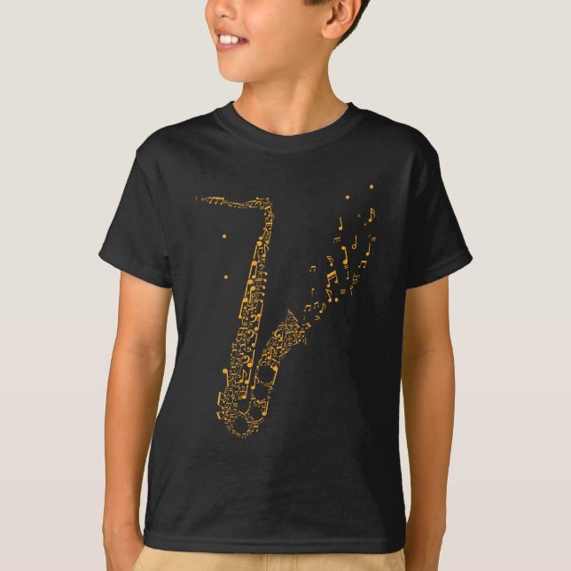 Saxophone Musik noter Instrument saxophonist T Shirt (Framsida)