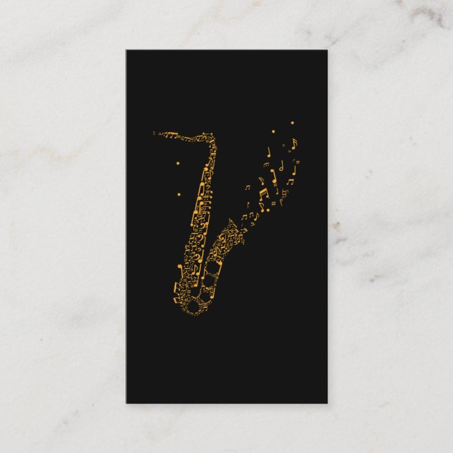 Saxophone Musik noter Instrument saxophonist Visitkort (Framsida)