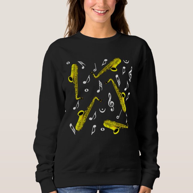 Saxophone Musik noter T Shirt (Framsida)