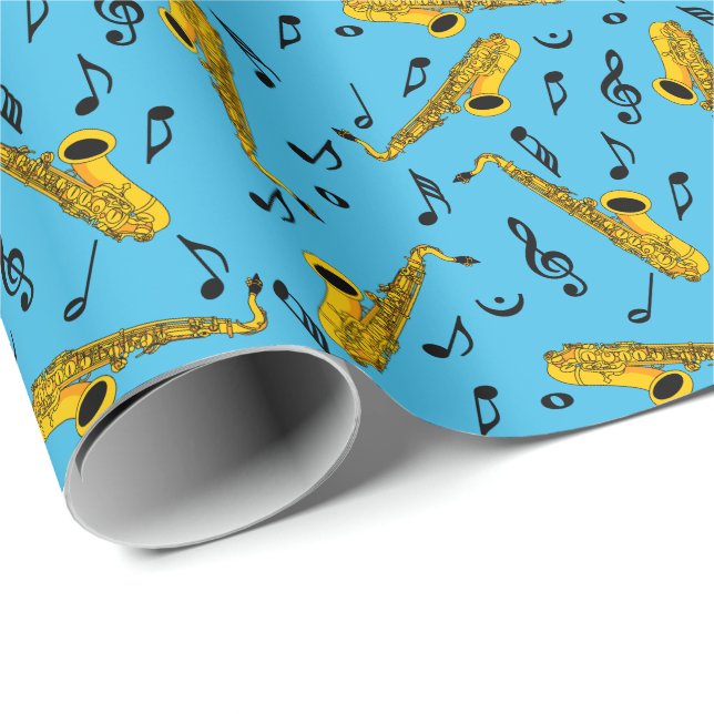 Saxophone Musik noter Wrapping Papper Presentpapper (Rullad Hörn)