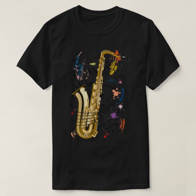 Saxophone och Jazz T Shirt (Design framsida)
