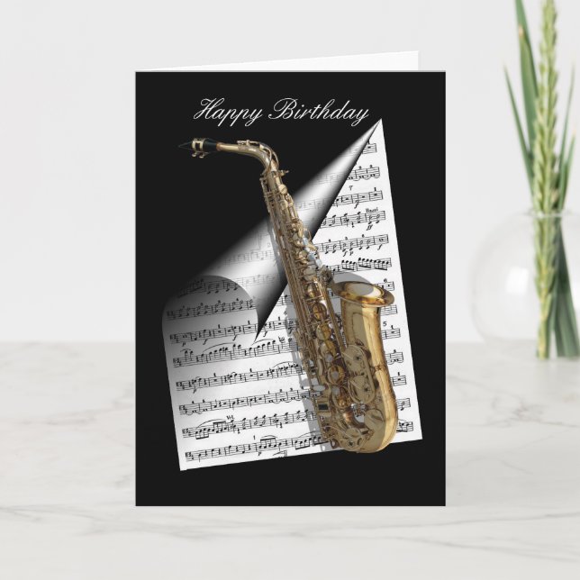 Saxophone och Music lakan Kort (Framsida)