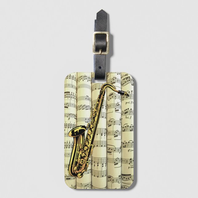 Saxophone on Rolled Lakan Music ~ Bagagebricka (Framsida vertikal)