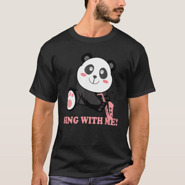 Saxophone Panda Bear Singing & Spela T Shirt (Framsida)