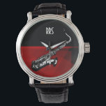 Saxophone Personlig Monogram Gift Watch Armbandsur<br><div class="desc">Om du vill anpassa/anpassa med mottagarens initialer/namn väljer du idealiskt teckensnitt,  teckensnitt färg eller tar bort det om det inte behövs. Finns i många olika stilar och färg.</div>